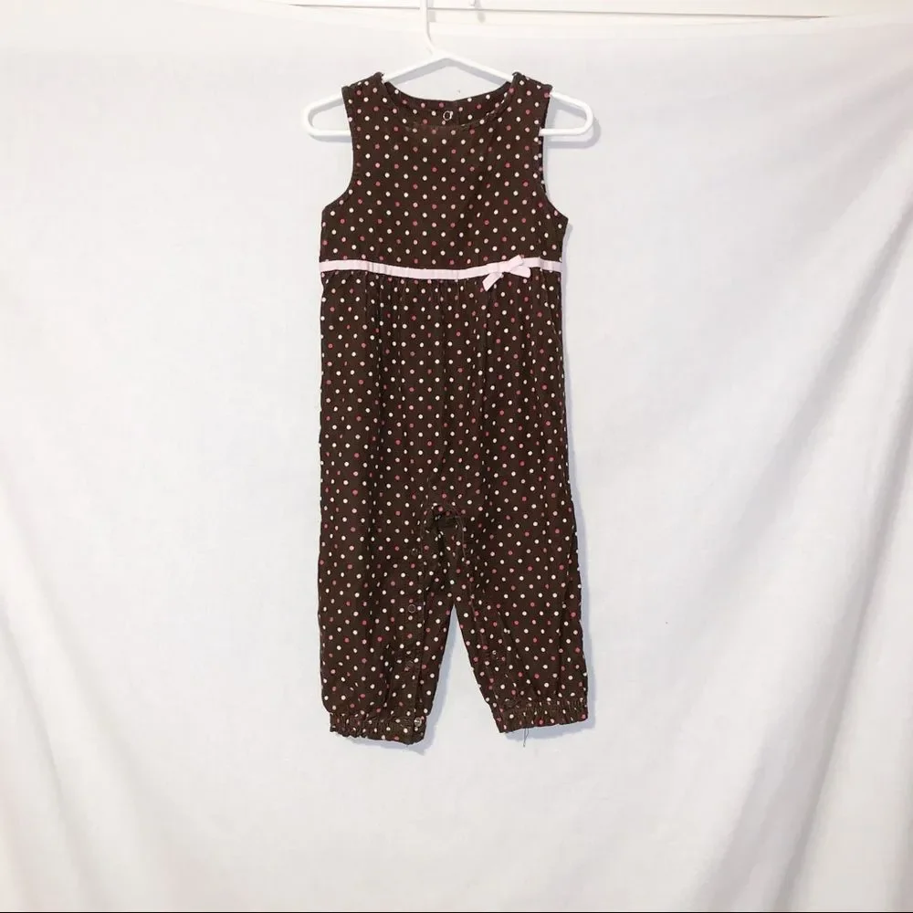 Gymboree 18-24 Brown Polka Dot Pant Romper
